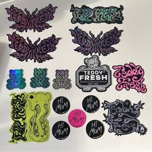 Teddy Fresh Stickers Collection of 16 Stickers, Sticker Lot Holographic Rare